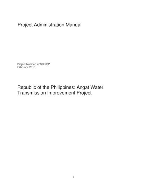 Pdf Republic Of The Philippines Angat Water Transmission · Republic Of The Philippines