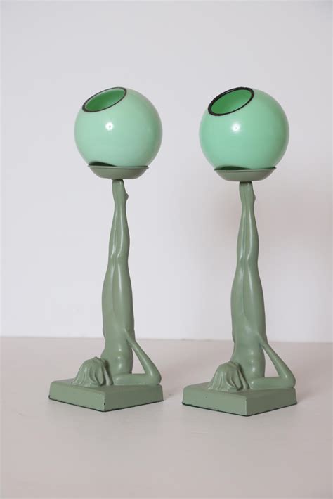 Machine Age Art Deco Frankart Pair Of Ash Receivers T325 Nude