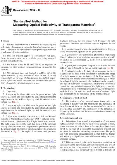 Astm F1252 10 Standard Test Method For Measuring Optical Reflectivity