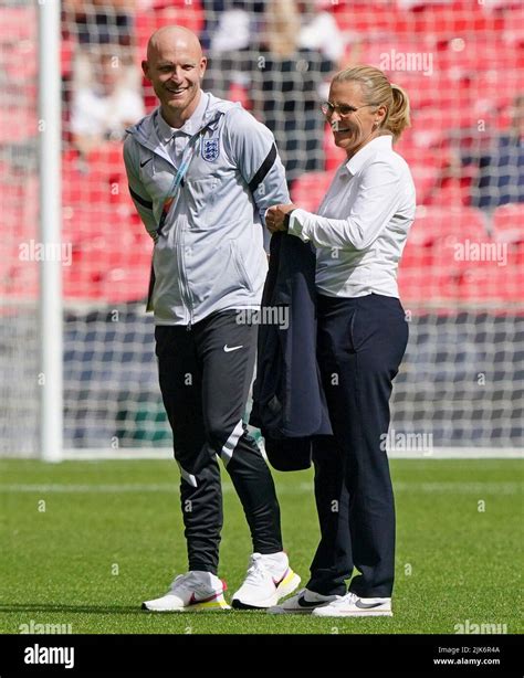 England Head Coach Sarina Wiegman Right With Assistant Manager Arjan