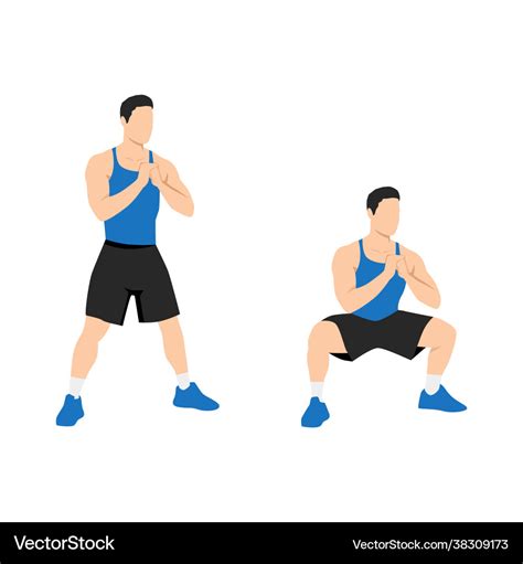 Man Doing Bodyweight Sumo Wide Stance Squats Vector Image