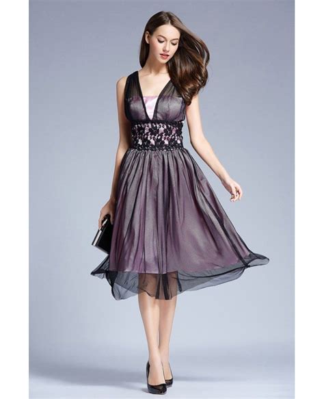 Elegant Tulle Knee Length Wedding Party Dress With Lace Kc16 35 3