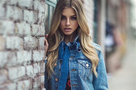 22091 Model HD Wallpaper Blonde Jacket Depth Of Field Rare