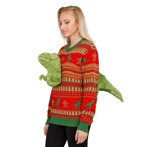 Women's 3D T-Rex Plushie Ugly Christmas Sweater