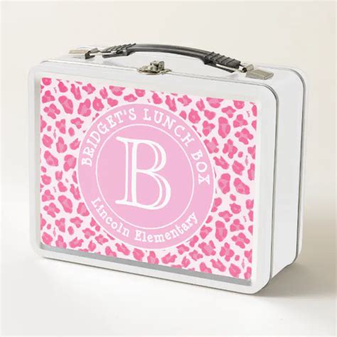 Cute Pink On Pink Leopard Pattern Personalized Metal Lunch Box Zazzle