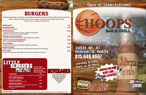 Hoops Bar And Grill Our Menu