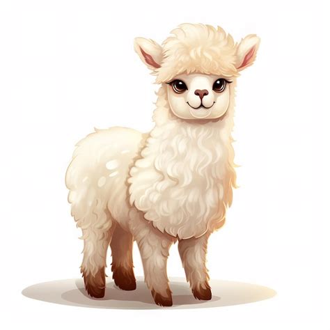Premium Ai Image Illustration Of A Cute Fluffy And Happy Alpaca