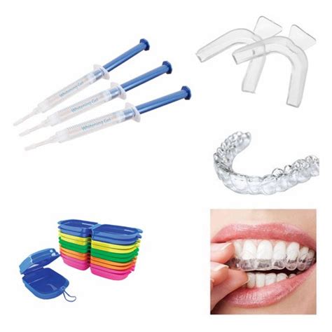 Kit Dental 1 Par De Moldeira Estojo 3 Seringas Gel Clareamento