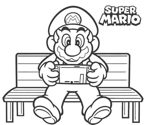 Mario Playing Game Coloring Page Free Printable Coloring Pages For Kids