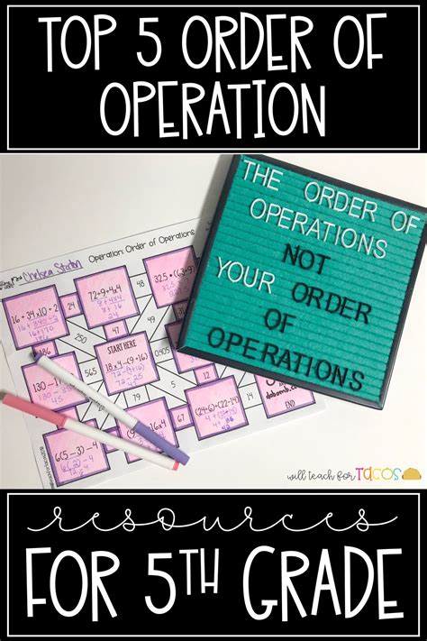 Top 5 Order Of Operation Resources For 5th Grade Math Projects Middle