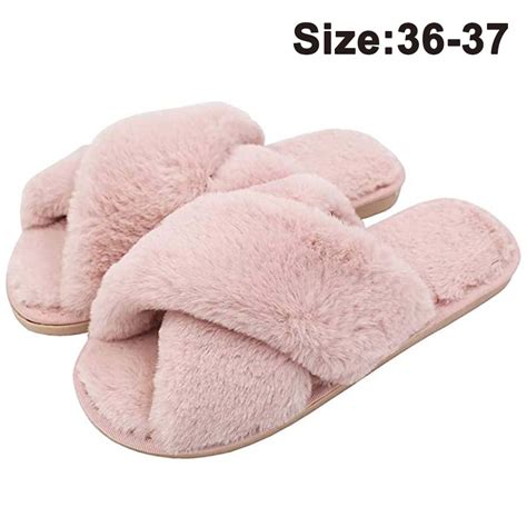 Slippers For Women Open Toe Fuzzy Fluffy House Slippers Cozy Memory