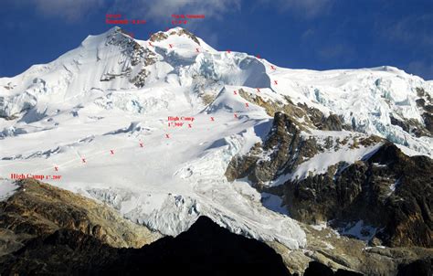 The regular Zongo Glacier route up Huayna Potosi.