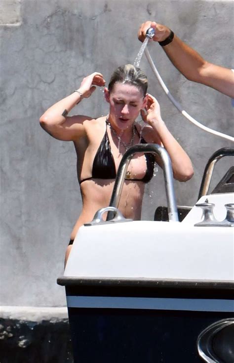 Kristen Stewart In Black Bikini On A Yacht In Amalfi Coast Luvcelebs