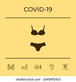 Set Lingerie Swimsuit Twopiece Bikini Silhouette Stock Vector Royalty