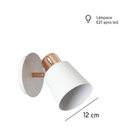 Luz Desing Aplique Luz Yencko Blanco Cobre Apto Led E Luz Desing