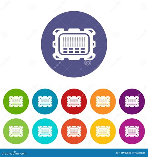 Central Microchip Icons Set Vector Color Stock Vector Illustration Of