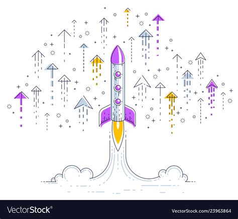 Startup Rockets Take Off Space Flying Royalty Free Vector