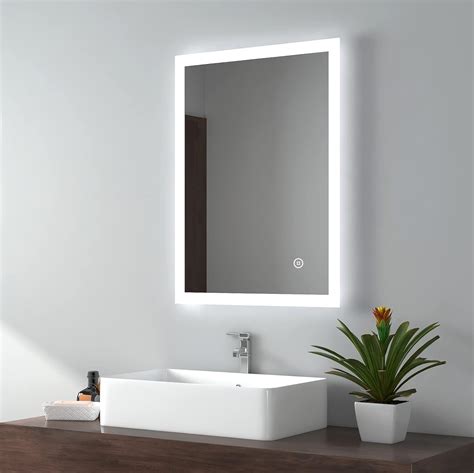 Emke X Mm Illuminated Led Bathroom Mirror With Shaver Socket