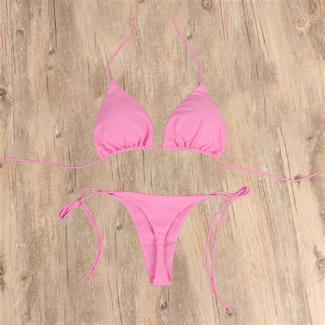 High Waisted Bikini Hanging Neck Tie Bikini Sexy Swimsuit Women S Split Strap Adjustable Multi