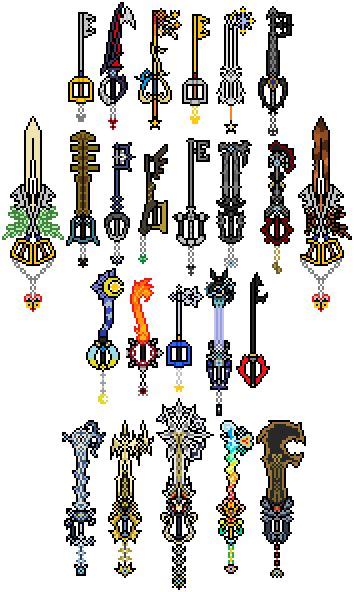 Keyblades By Shadows Twilight On Deviantart Kingdom Hearts Pixel Art