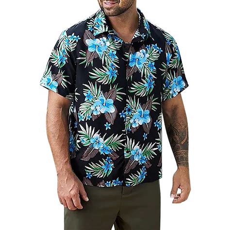 Szxzygs Mens Shirts Casual Stylish Fall 4x Mens Hawaiianss Floral Shirts Button Down Tropical