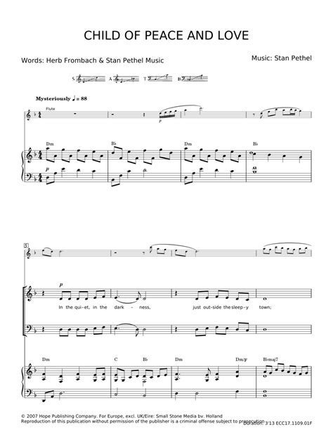 Child Of Peace And Love Stan Pethelherb Frombach Sheet Music For