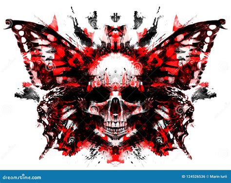 Demon Skull With Butterfly Stock Illustration Illustration Of Cruelty