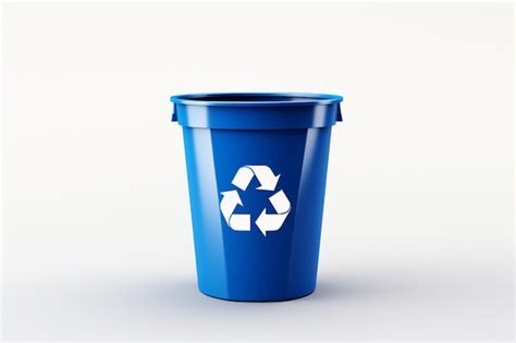 Premium Photo A Blue Recycle Bin With Recycle Symbol Isolated On