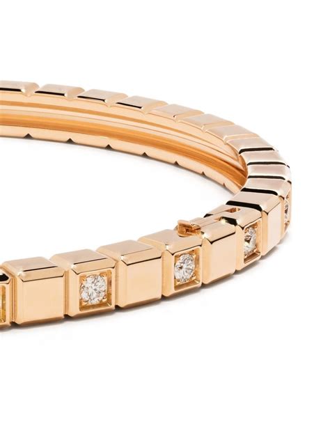 Chopard Large Kt Rose Gold Ice Cube Diamond Bangle Pink Farfetch