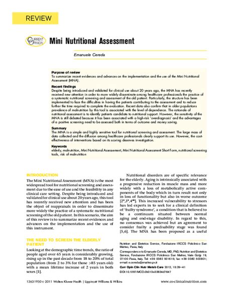 Pdf Mini Nutritional Assessment