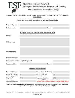 Fillable Online Esf Summer Request Form Esf Fax Email Print Pdffiller