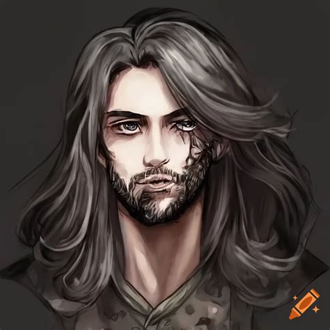 Male Long Hair Drawing