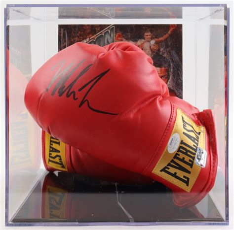 Mike Tyson Signed Everlast Boxing Glove With Photo Display Case Jsa