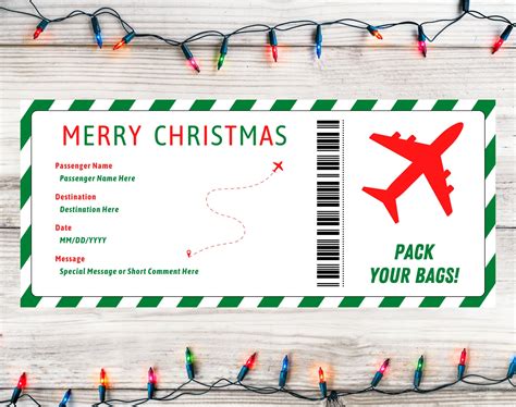 Christmas Plane Airplane T Ticket Christmas Boarding Pass Plane
