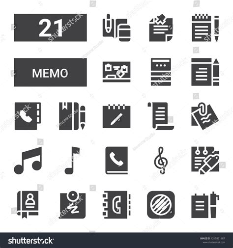 Memo Icon Set Collection 21 Filled Vector De Stock Libre De Regalías