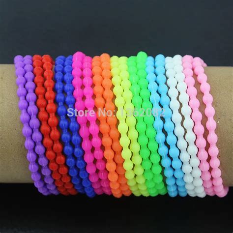 Wholesale 20pcslot Neon Fluorescent Rubber Bracelets Wristbands Gummy