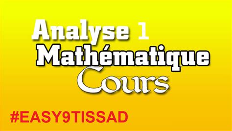 Cours Analyse Math Matique S Easy Tissad