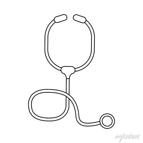 Stethoscope Medical Symbol In Black And White Wall Stickers Concept