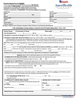 Fillable Online Physician Request Form For AmeriHealth Fax Email