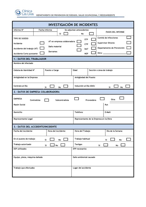 Formato De Reporte De Accidente De Trabajo Excel Word Modelo Pdf Hot