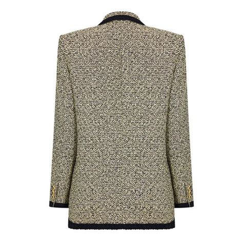 Alessandra Rich Sequin Tweed Jacket Women Yellow Black Flannels