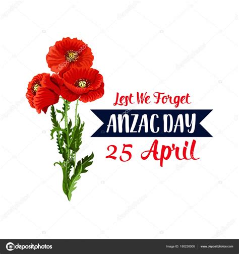 Anzac Day 25 April Red Poppy Vector Poster — Stock Vector © Seamartini Ba2