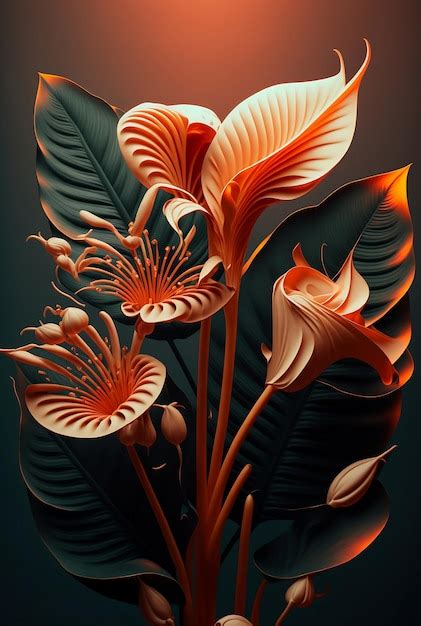 Premium Photo | Tropical flowers and leaves on a dark background