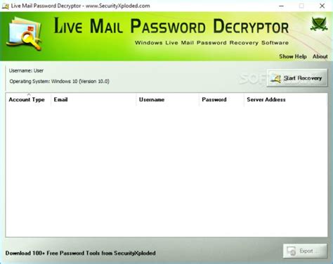 Live Mail Password Decryptor 4 0 Download Review Screenshots