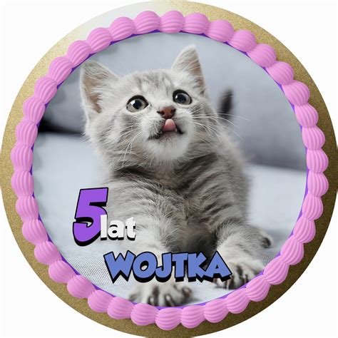 Opłatek na tort Kotki Kotek Kot Gratis Tekst 4 Wafers Premium