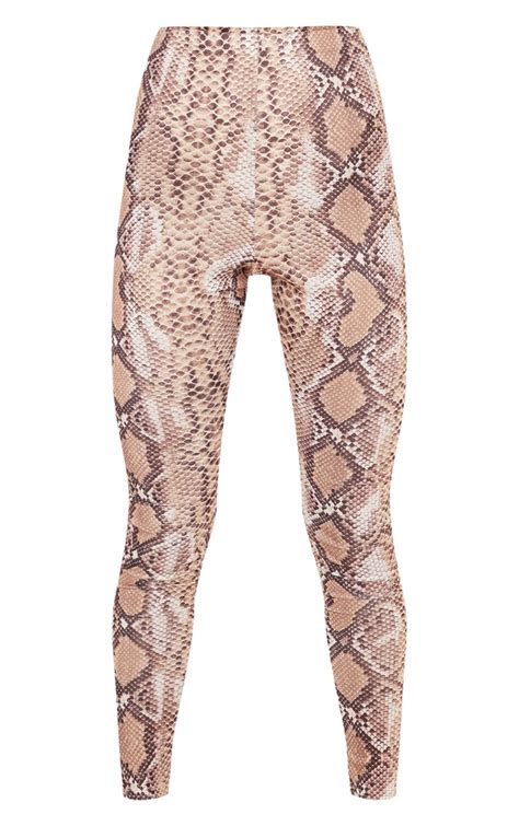 Brown Snakeskin Print Legging Prettylittlething Aus