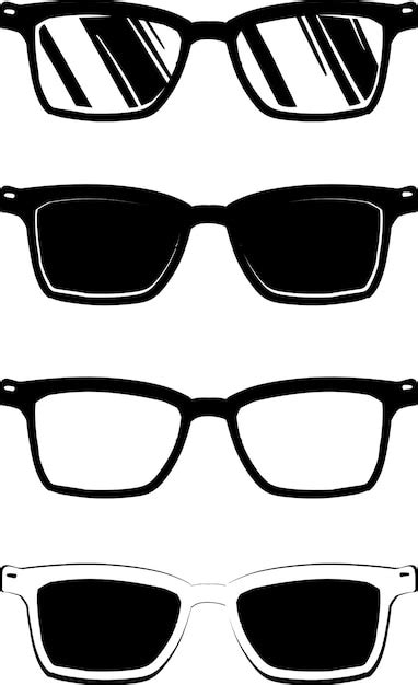 Premium Vector Glasses Black And White Vector Glasses Different Glasses