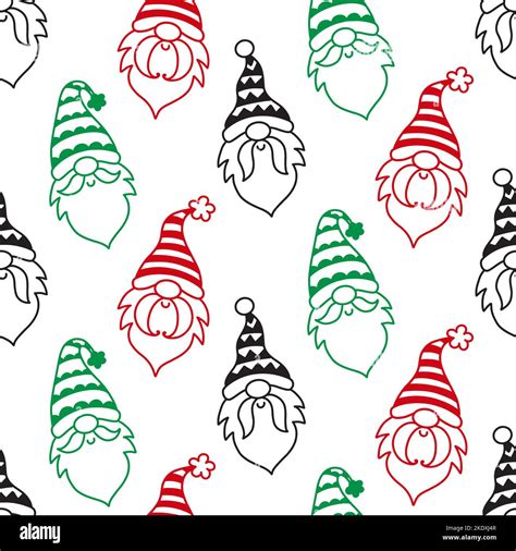 Vector Merry Christmas Gnome Seamless Pattern Stock Vector Image & Art ...