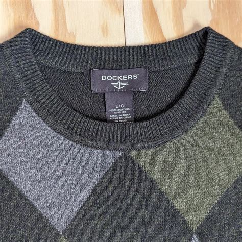 Green Dockers Argyle Sweater With Grey And Green Depop