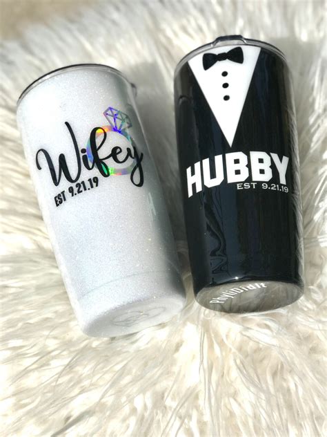 Wifey And Hubby Matching Wedding Tumbler Set Etsy